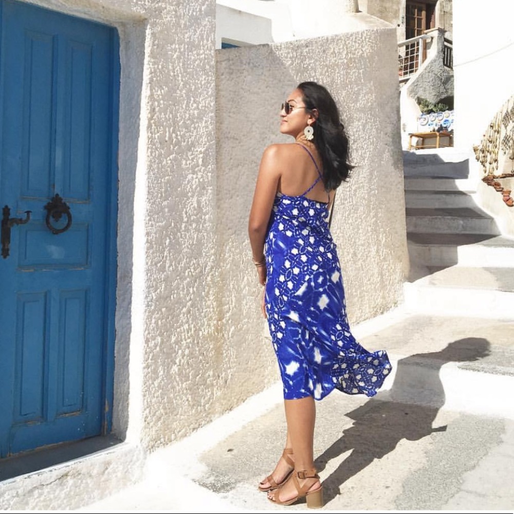 Cobalt blue patterned summer slip dress